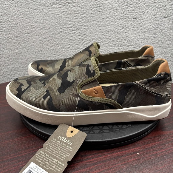 Olukai Lae'ahi Pa'i Shoes Mens 10.5 Camo Green Slip On Husk Ke Au Comfort Casual - Picture 6 of 10